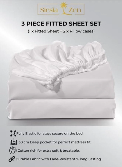 Eworld 6-Piece Premium King Size Bedding Set, White Striped Design-1 Full/King Size Luxury Bedsheet -8