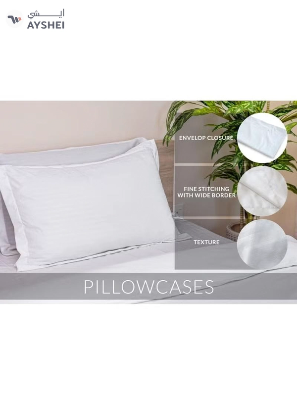 Eworld 6-Piece Premium King Size Bedding Set, White Striped Design-1 Full/King Size Luxury Bedsheet