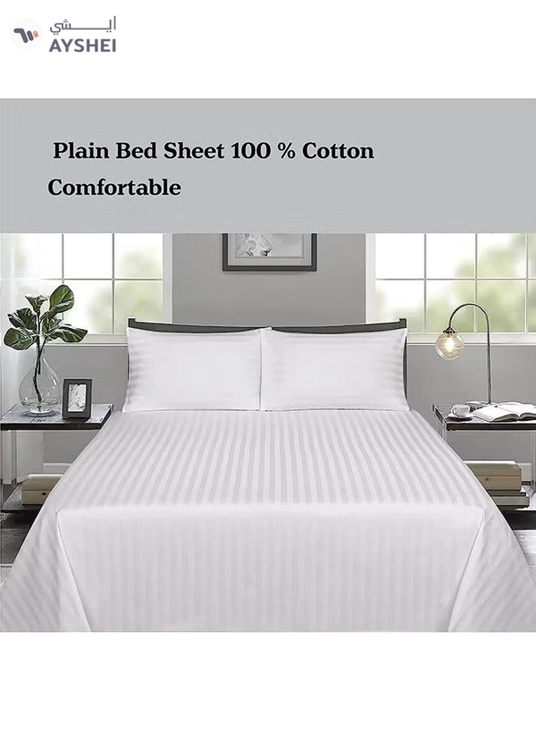 Eworld 6-Piece Premium King Size Bedding Set, White Striped Design-1 Full/King Size Luxury Bedsheet