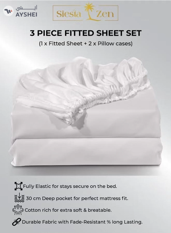 Eworld 6-Piece Premium King Size Bedding Set, White Striped Design-1 Full/King Size Luxury Bedsheet