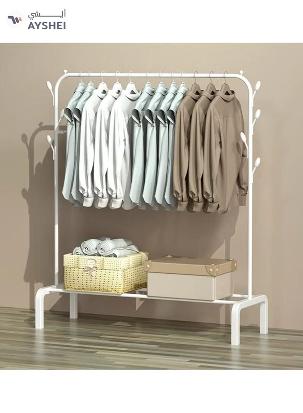 DubaiGallery Clothes Rail Heavy Duty Metal Garment Shelf Hanging Display Stand Rack White