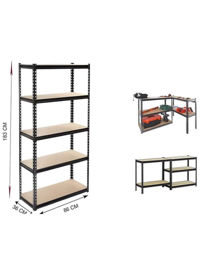 My Choice 5 Tier Laminated Heavy Duty Garage Storage Adjustable Wide Size Metal Shelving Unit Utility Rack Shelves Organization Multipurpose Shelf-3