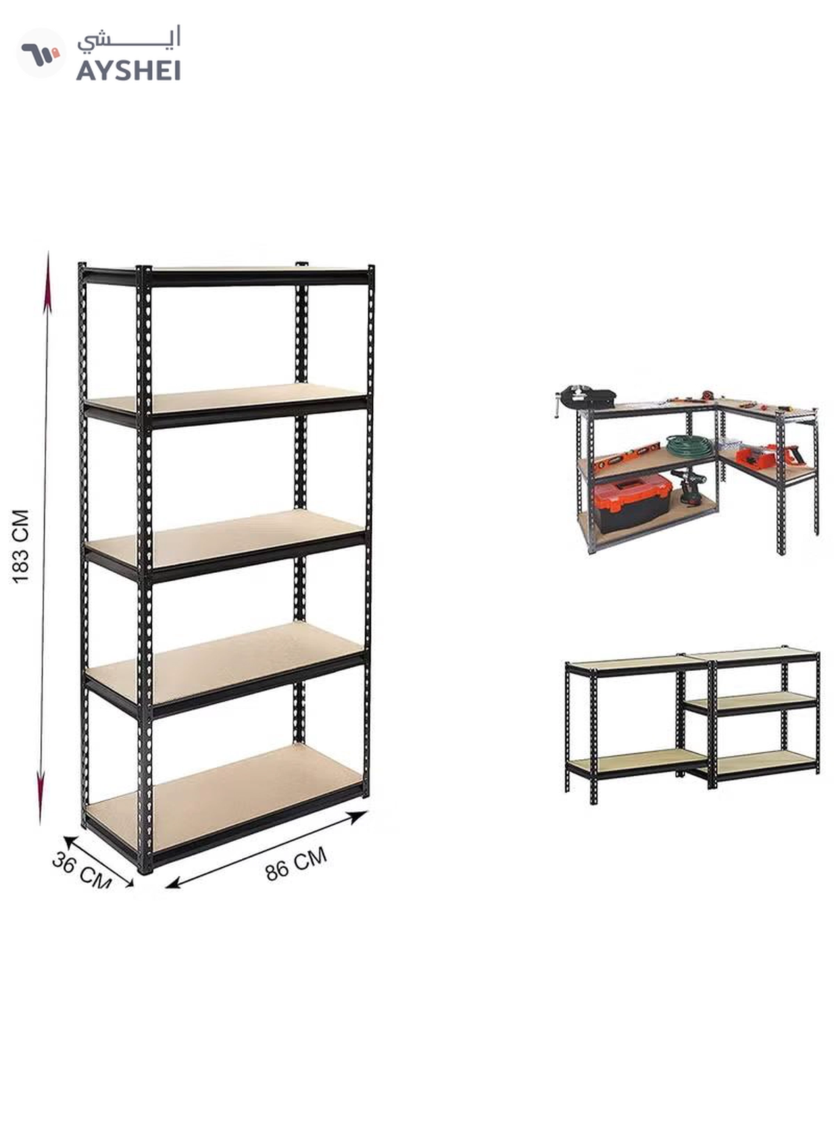 My Choice 5 Tier Laminated Heavy Duty Garage Storage Adjustable Wide Size Metal Shelving Unit Utility Rack Shelves Organization Multipurpose Shelf-3-3