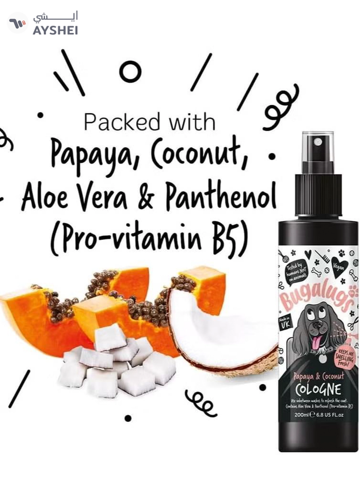  BUGALUGS Papaya & Coconut Cologne 200ml 6.8 Fl Oz-1-1