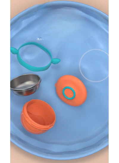 Kiddoz Baby Food Water Warmer Bowl Silicone Stainless Steel Heat Preservation Babe Feeding Water Injection Suction Bowl - Pink-5