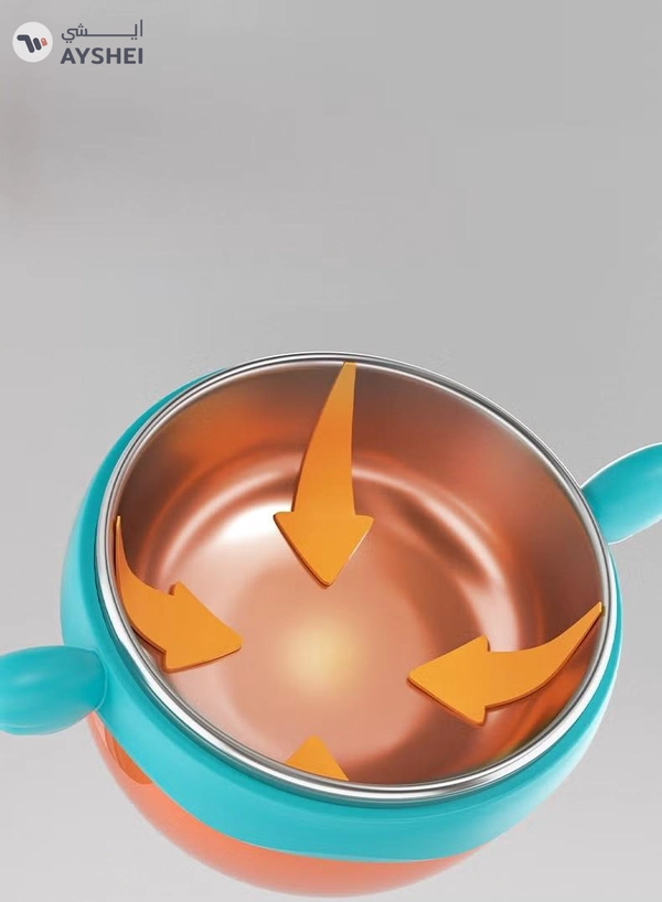 Kiddoz Baby Food Water Warmer Bowl Silicone Stainless Steel Heat Preservation Babe Feeding Water Injection Suction Bowl - Pink