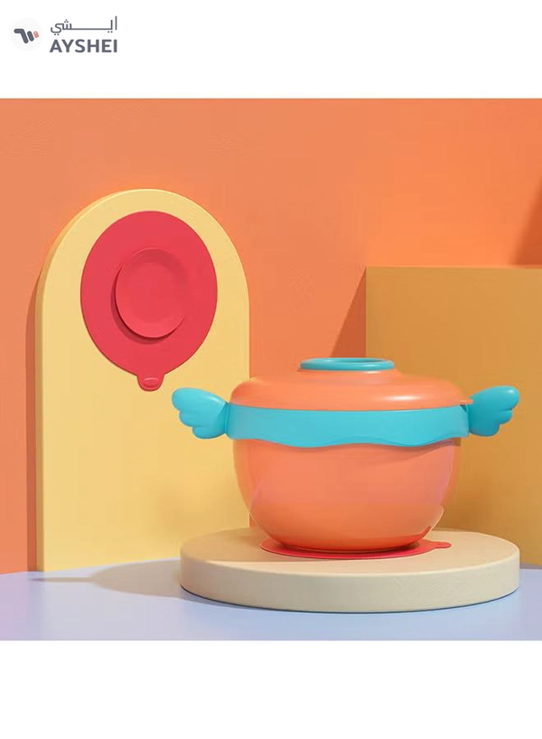 Kiddoz Baby Food Water Warmer Bowl Silicone Stainless Steel Heat Preservation Babe Feeding Water Injection Suction Bowl - Pink