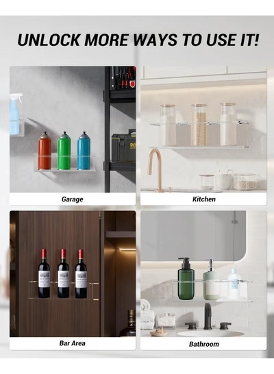 Eworld 2-Pack Acrylic Wall Mount Water Bottle Holder for 40 oz Tumblers – Clear Cup Organizer Rack-6