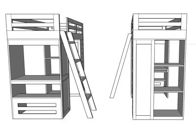 Reno Loft Bed with Desk & Storage-1