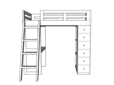 Reno Loft Bed with Desk & Storage-4