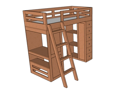 Reno Loft Bed with Desk & Storage-3
