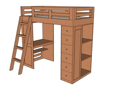 Reno Loft Bed with Desk & Storage-0