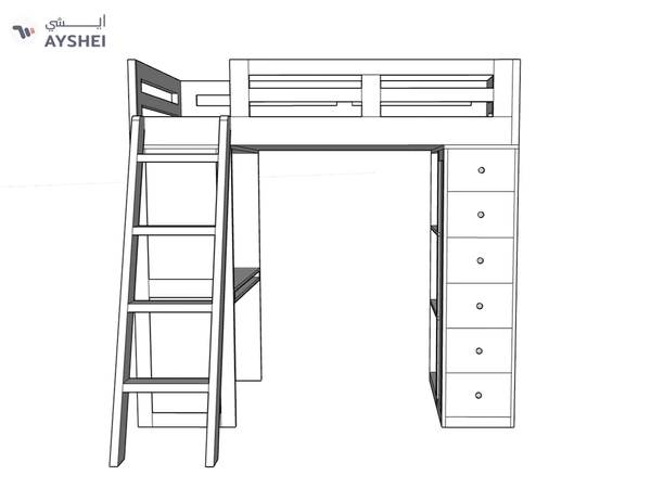 Reno Loft Bed with Desk & Storage