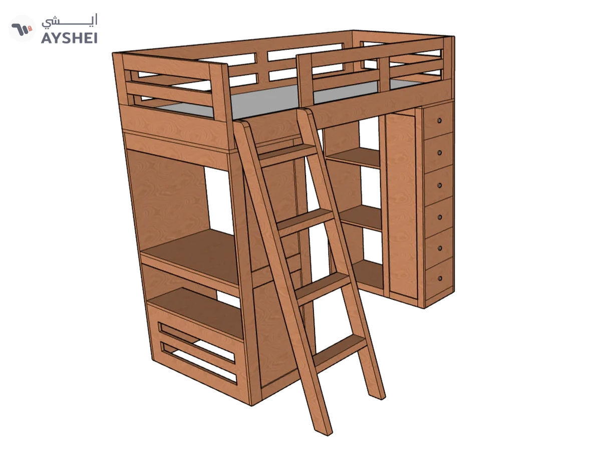 Reno Loft Bed with Desk & Storage-3-3