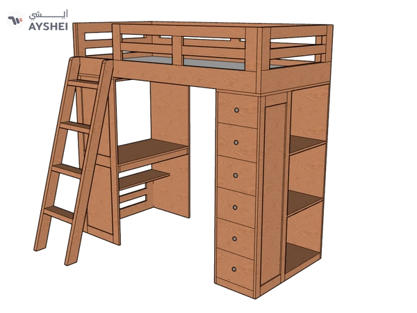 Reno Loft Bed with Desk & Storage