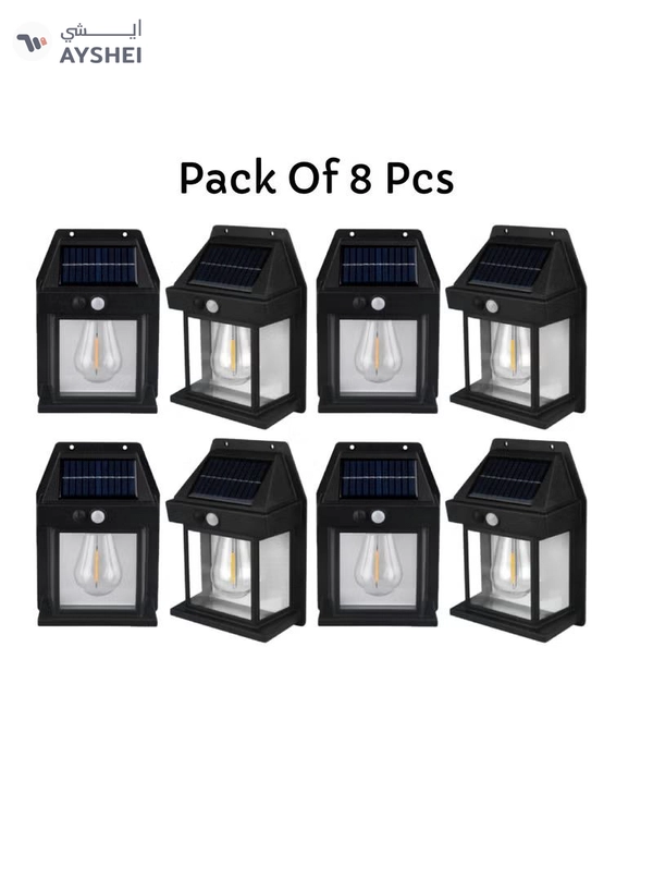 Yuwell Pack Of 8 Pcs Solar Outdoor Light Solar Motion Sensor Security Lights With 3 Lighting Modes Wireless Solar Wall Lights Waterproof Solar Powered Bulb Lights For Garden Home And Garage Use Black