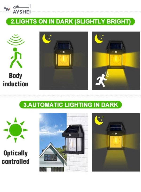 Yuwell Pack Of 8 Pcs Solar Outdoor Light Solar Motion Sensor Security Lights With 3 Lighting Modes Wireless Solar Wall Lights Waterproof Solar Powered Bulb Lights For Garden Home And Garage Use Black