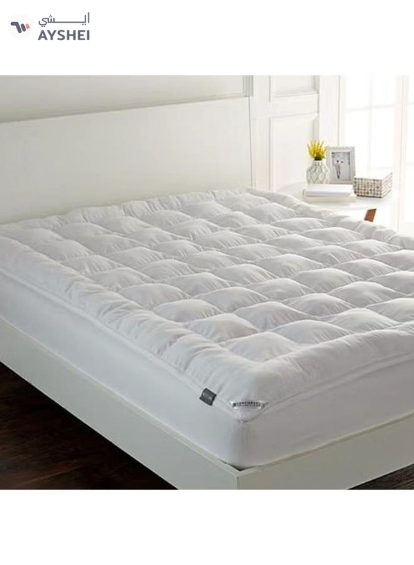 In-House One Layer Queen Size Microfiber Mattress Topper 8 cm With Rubber Frame Microfiber White 200x140cm