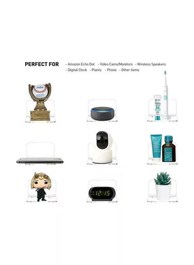Clear Acrylic Floating Wall Shelves – Wall Mount Display for Baby Monitors, Speakers, Small Plants & Decorative Items-1