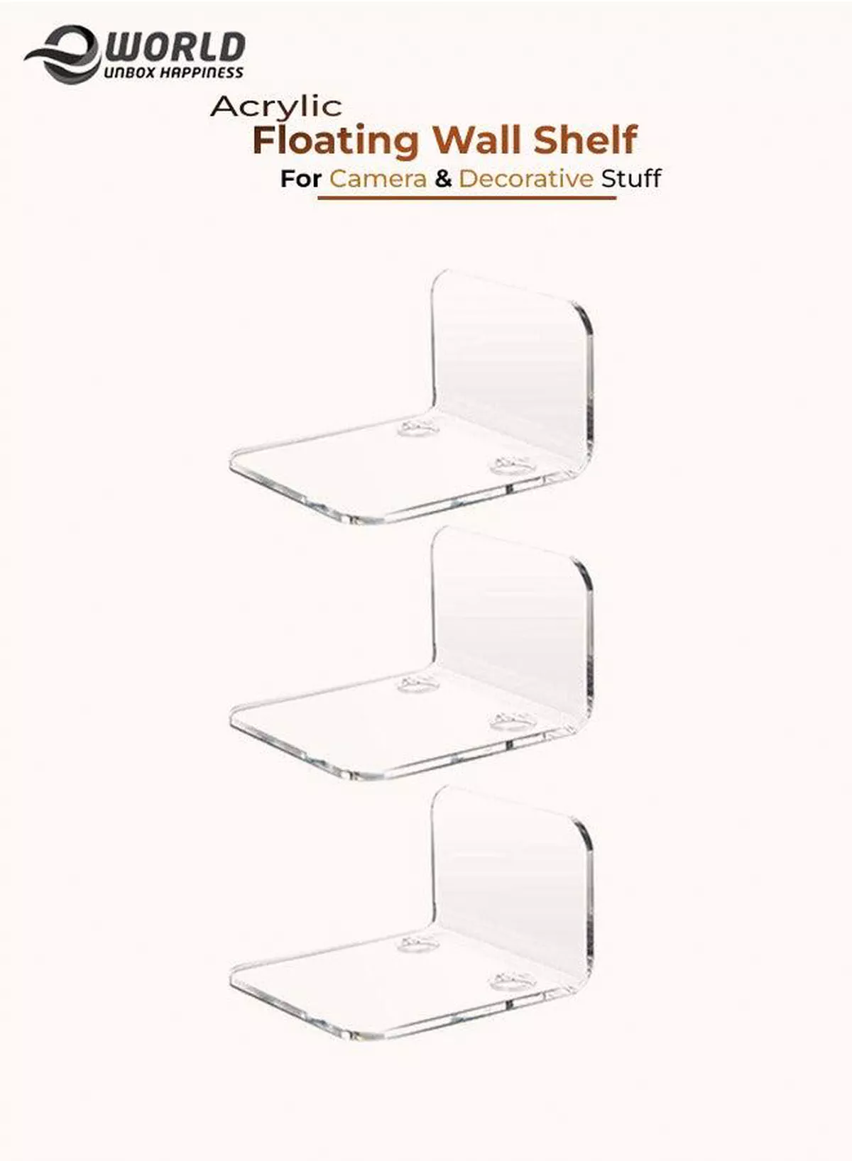 Clear Acrylic Floating Wall Shelves – Wall Mount Display for Baby Monitors, Speakers, Small Plants & Decorative Items