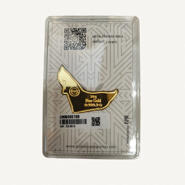 999.9 Purity UAE Map 20 Grams 24 Carat Pure Gold Limited Collectable