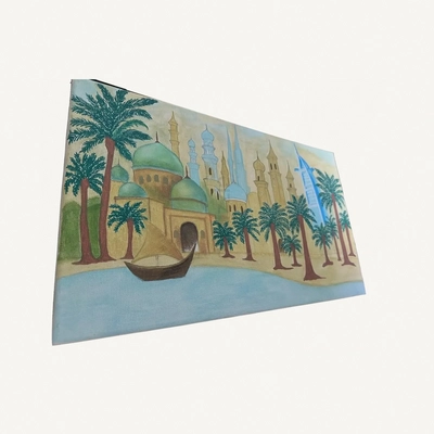 Hand painted Arabian Dreams by the Water | Contemporary / Arabian-inspired artwork.-1
