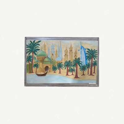 Hand painted Arabian Dreams by the Water | Contemporary / Arabian-inspired artwork.-0