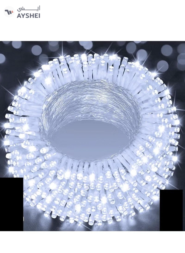 Yuwell 14 Meter 200 LED String Lights Decoration Lights Cool White Light 8 Modes Led Light Clear Wire For Home Decorations Ramadan Lights Indoor & Outdoor Decoration Ramadan Decoration Light Diwali Lights Curtain Lights With 3-Pin UK Plug