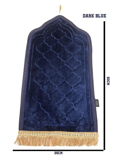 Yuwell Kids Prayer Mat Embossed Prayer Mat Anti-Slip Velvet Top Islamic Prayer Mat Sajadah Mat Prayer Rug Salah Mat For Kids Eid Gifts And Ramadan Gifts 60X35CM Dark Blue-1