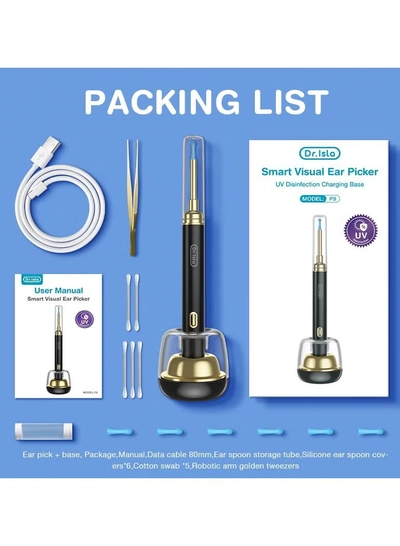 Dr. Isla P9 Intelligent Ear Pick with Camera Wireless WiFi Visual Ear Scoop Wax Cleaner Tool Bebird Wifi Smart Visual Ear Cleaner Wax Remover Endoscope Earpick Tool 500W High Precision Camera WIFI Android/IOS Connect Ear Cleaner Earwax Cleaner ( White )-4