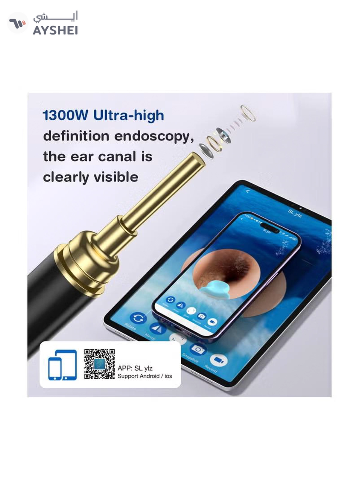 Dr. Isla P9 Intelligent Ear Pick with Camera Wireless WiFi Visual Ear Scoop Wax Cleaner Tool Bebird Wifi Smart Visual Ear Cleaner Wax Remover Endoscope Earpick Tool 500W High Precision Camera WIFI Android/IOS Connect Ear Cleaner Earwax Cleaner ( White )-3-3