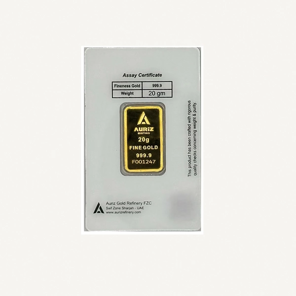 Auriz Minting 20gm 24K Gold Bar - Variable Design