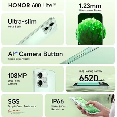 Honor 600 Lite Dual SIM 5G Velvet Black 8GB RAM 256GB - Middle East Version-6
