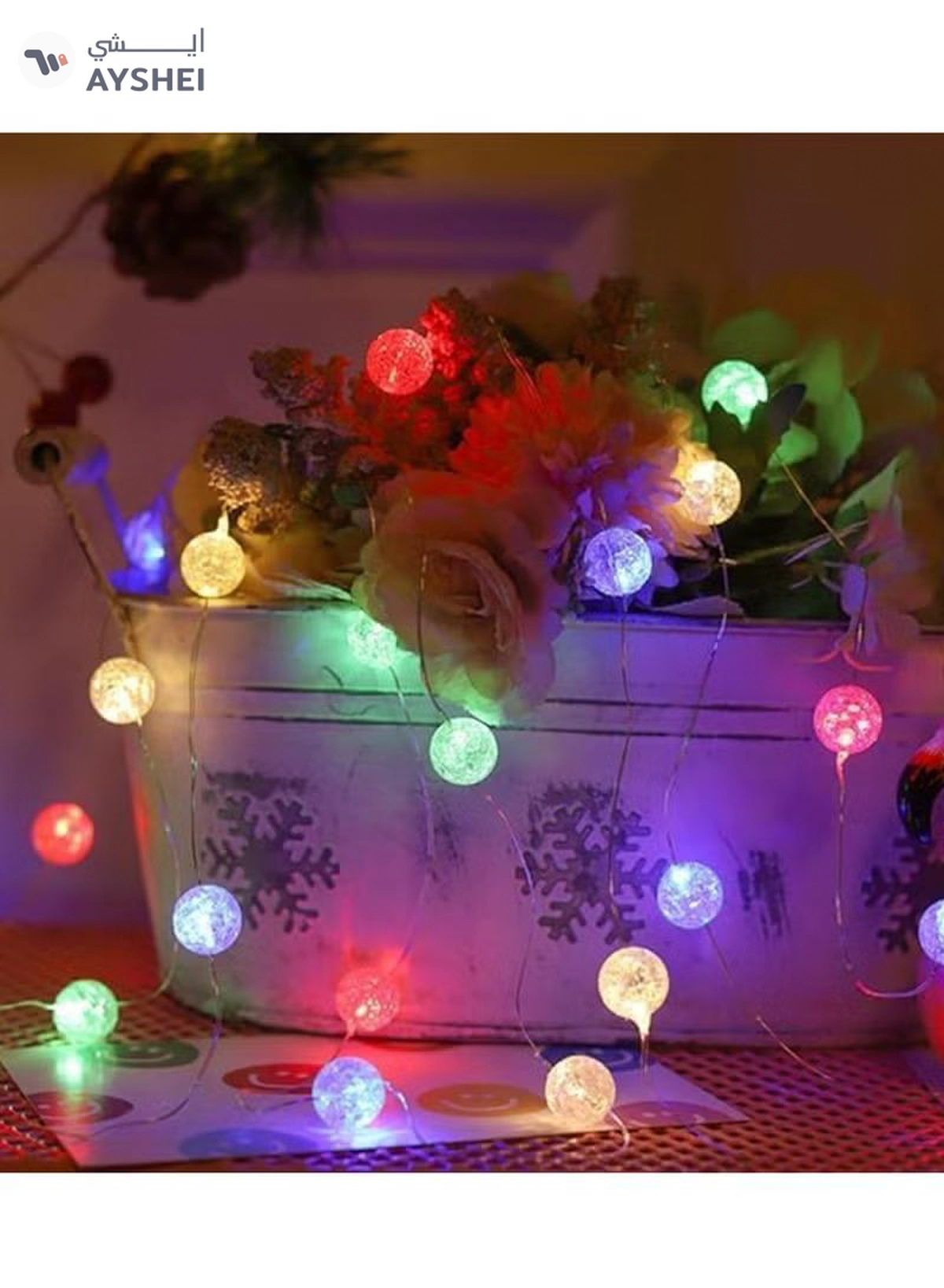 Yuwell Crystal Globe String Light Ramadan Light RGB 50 Meter 3 Pin Cord 22V Led Light For Ramadan Decoration 8 Different Modes Decoration Light For Home Indoor And Outdoor Decoration-2-2