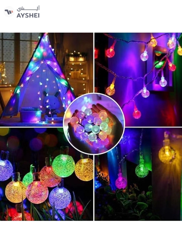 Yuwell Crystal Globe String Light Ramadan Light RGB 50 Meter 3 Pin Cord 22V Led Light For Ramadan Decoration 8 Different Modes Decoration Light For Home Indoor And Outdoor Decoration