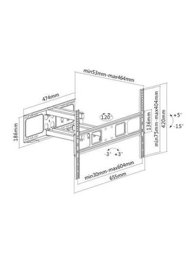 Alpha Full Motion TV Wall Mount for 32–65 Inch TVs – Swivel, Tilt, and Extend – Strong Support Black-1