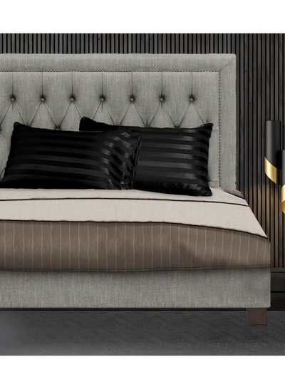 Eworld Set of 2 Black Satin Stripe Pillow Covers Featuring 300 Thread Count-4