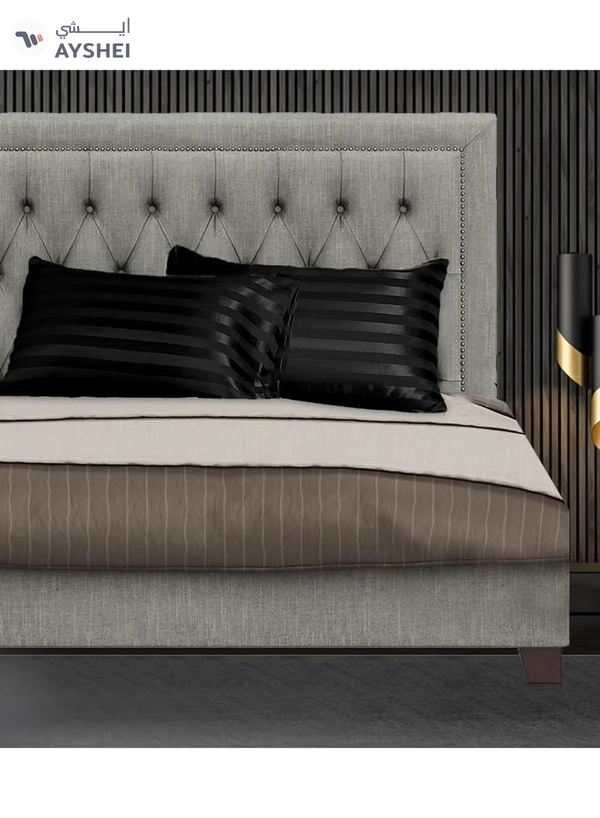 Eworld Set of 2 Black Satin Stripe Pillow Covers Featuring 300 Thread Count