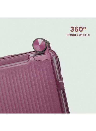 British Tourister 3 Piece Polypropylene Hard Side Spinner Luggage Trolley Set 20/24/28 Inch - Purple-2