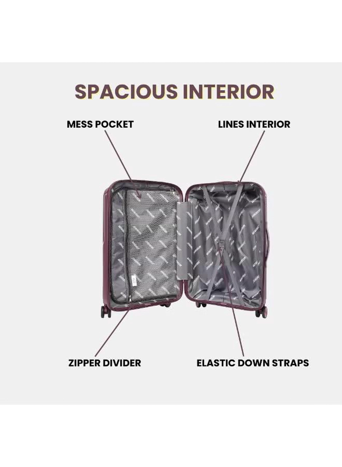 British Tourister 3 Piece Polypropylene Hard Side Spinner Luggage Trolley Set 20/24/28 Inch - Purple-1-1