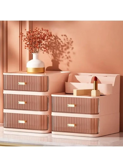 ORiTi Makeup Organizer With Drawers,Cosmetic Display Cases, Vanity Holder For Lipstick,Brushes-4