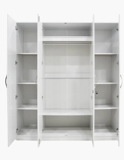 New White 4-Door Wardrobe with Mirrored Panels-1
