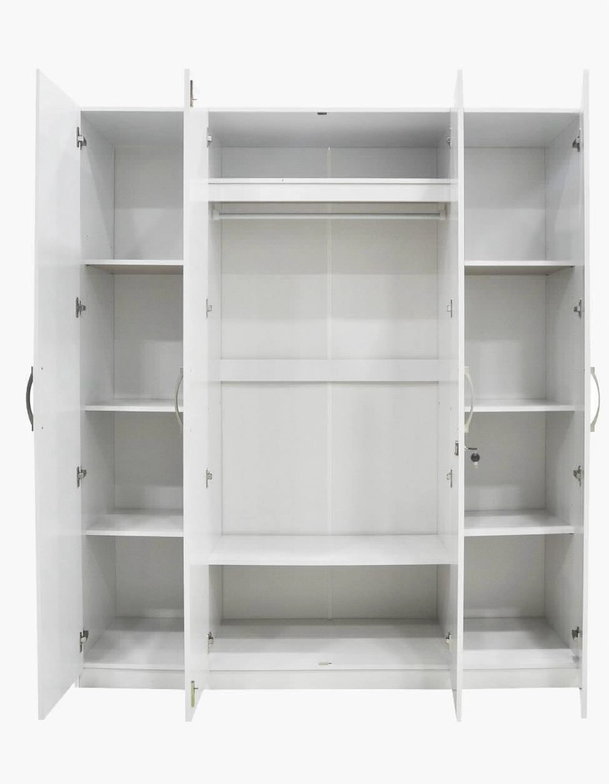 New White 4-Door Wardrobe with Mirrored Panels-1-1
