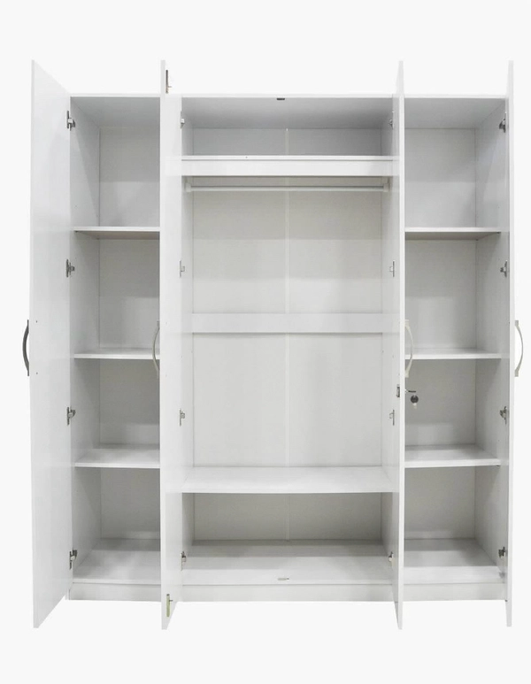 New White 4-Door Wardrobe with Mirrored Panels