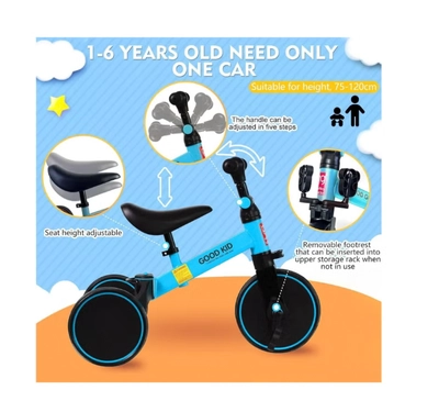 Marzban Kids Bicycle 3 In 1 Kids Tricycles For 1.5-4 Years Old Boys Girls 3 Wheels Tricycles(Blue)-2