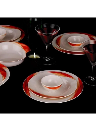 Delcasa DC2151 Ocean Melamine Ware Dinner Set 14-Pieces, White/Orange-2