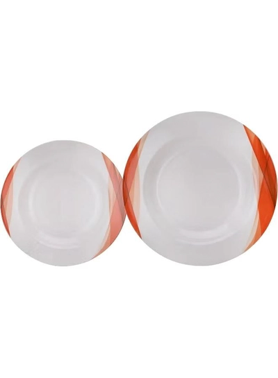Delcasa DC2151 Ocean Melamine Ware Dinner Set 14-Pieces, White/Orange-4