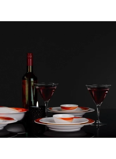 Delcasa DC2151 Ocean Melamine Ware Dinner Set 14-Pieces, White/Orange-7