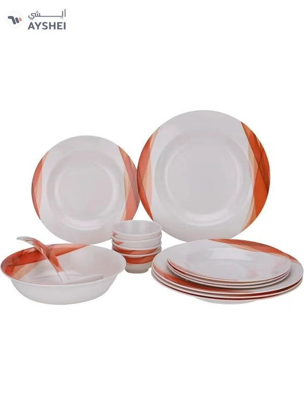 Delcasa DC2151 Ocean Melamine Ware Dinner Set 14-Pieces, White/Orange