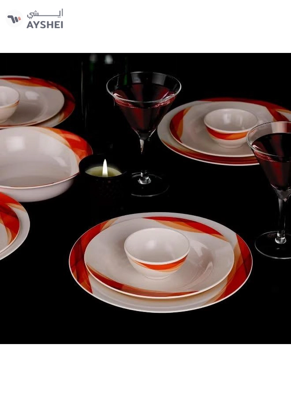 Delcasa DC2151 Ocean Melamine Ware Dinner Set 14-Pieces, White/Orange